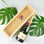 Customised Full Colour Print Wooden raw wooden bride and groom wedding gift champagne Box