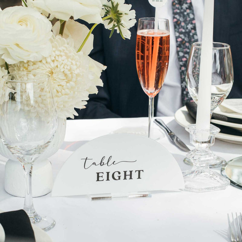 Printed White Acrylic Arch Wedding Table Number