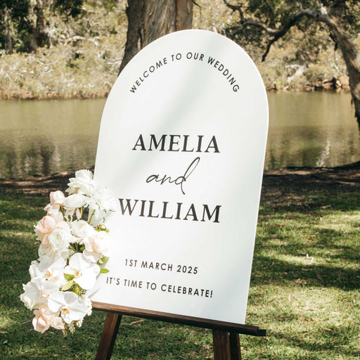 Customised Printed A1 Size White Acrylic Arch Wedding Welcome Sign