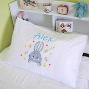 Personalised Printed White PolyCotton Dinosaur Kids Pillowcase