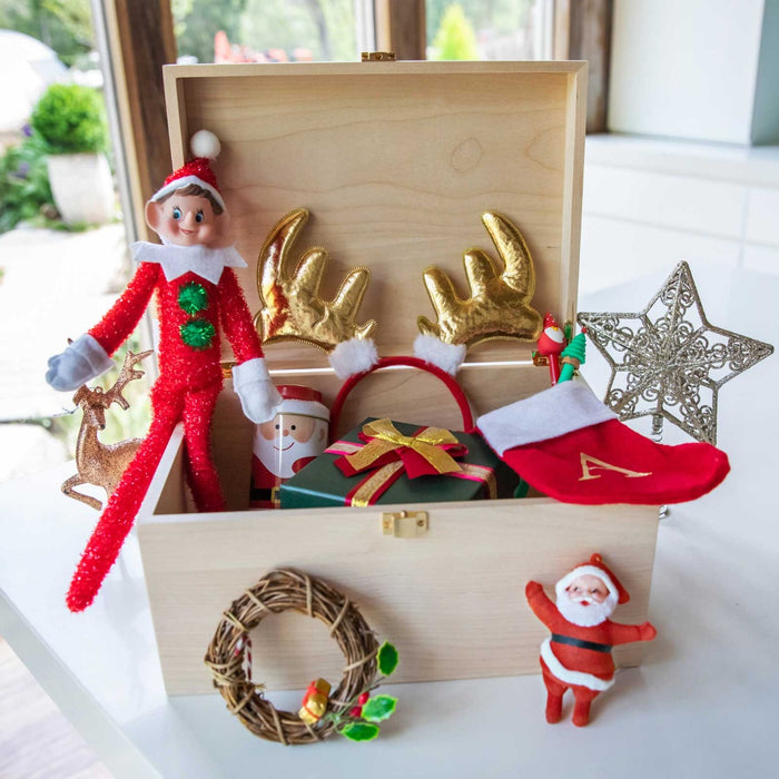 Custom Designed Engraved Child's Name Christmas Day Wooden Box Present