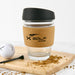 Engraved Promotional Cork Band Reusable Glass Coffee Keep Cup