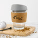Engraved Promotional Logo Cork Band Reusable Glass Coffee Keep Cup Employee or Client Gift