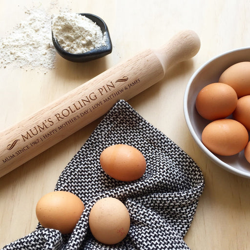 Personalised Engraved Wooden Mother's Day Rolling Pin Present