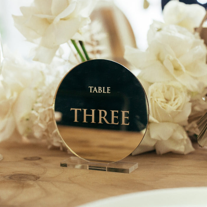 Round Acrylic Table Number with Stand