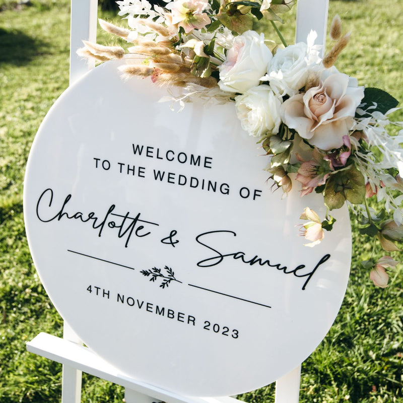 Printed 60cm Round Wedding Welcome Sign
