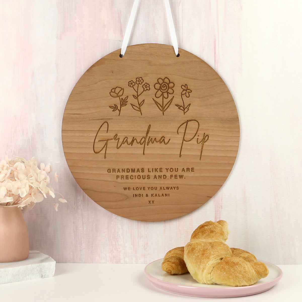 Mother s Day Engraved Round Wooden Wall Plaque Personalised Favours