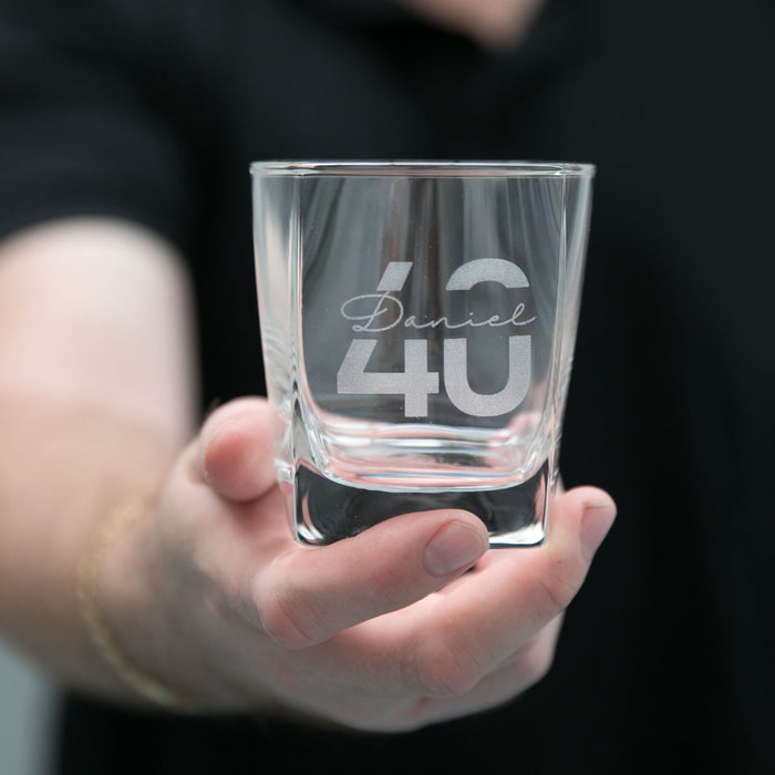Personalised Engraved 40th Birthday Milestone Scotch Glass Present
