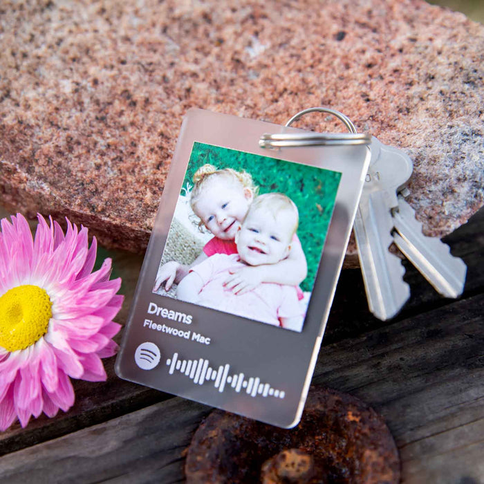 Custom Designed Photo Printed Frosted Acrylic Spotify Song Code Keyring