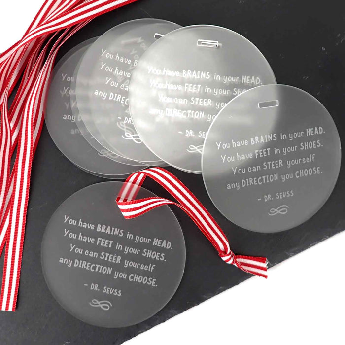 Engraved Student Graduation Frosted Acrylic Christmas Decoration Set of 10
