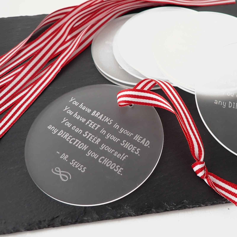 Engraved Student Graduation Frosted Acrylic Christmas Decoration Set of 10