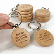 Bulk Discounted Engraved Student Teacher School Graduation Round Wood Keyrings Set of 10 Gift