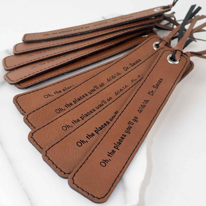 Engraved Student Graduation Tan Leatherette Bookmarks Set of 10