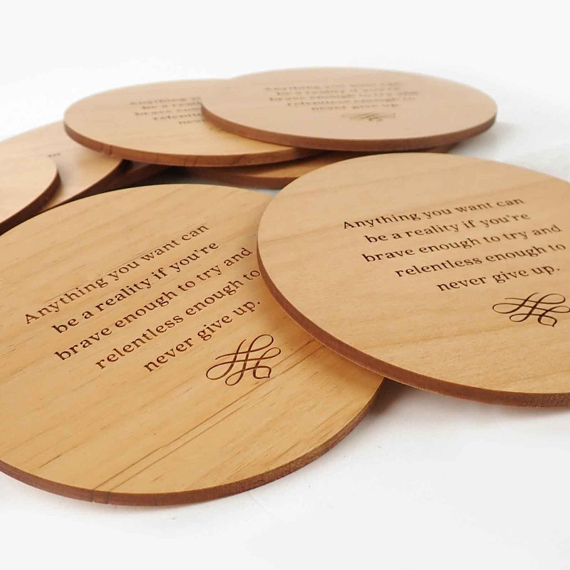 Engraved Student Graduation Round Wooden Coasters Set of 10