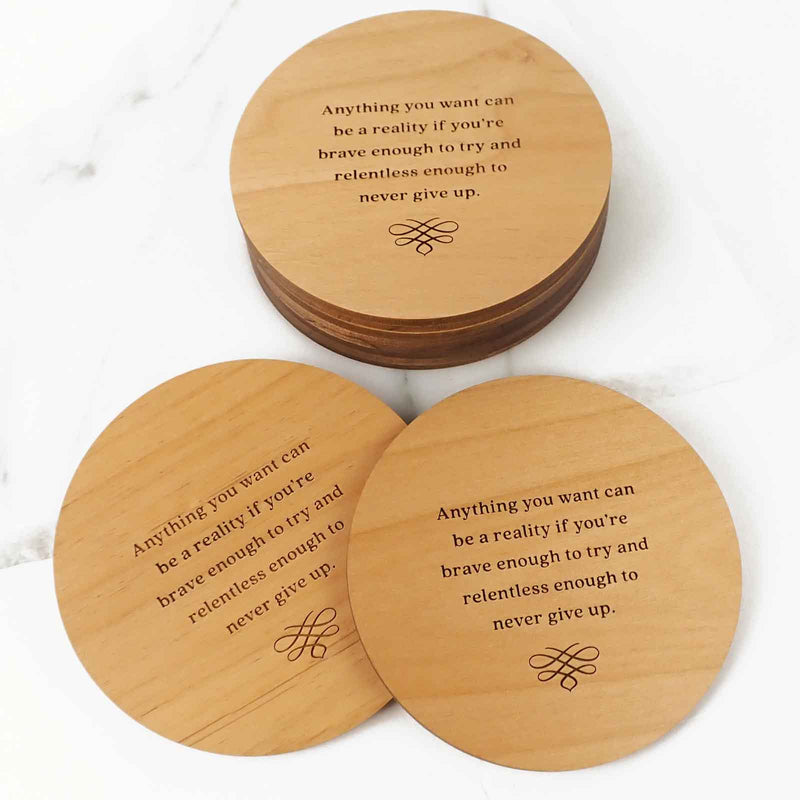 Engraved Student Graduation Round Wooden Coasters Set of 10