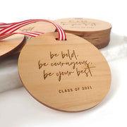 Bulk Discounted Engraved Student Teacher School Graduation Wooden Christmas Decoration Set of 10