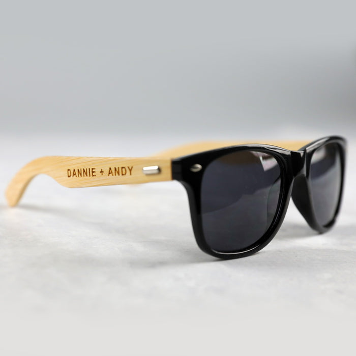 Personalised Engraved Wooden Wedding Sunglasses Favour