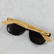 Custom Designed Engraved Wooden Wedding Sunglasses Bomboniere