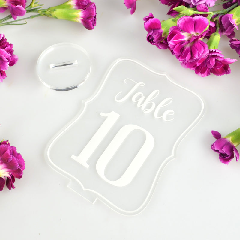 Royal Shape Acrylic Table Numbers with Stand