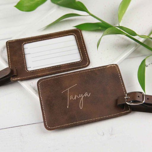 Personalised Engraved Christmas Leatherette Luggage Tag Present