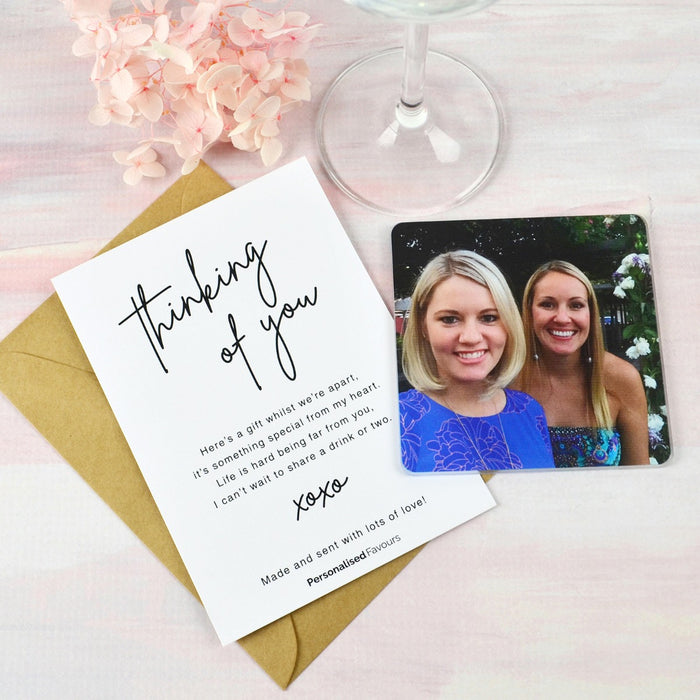 Personalised Photo Printed Thinking of You Card with Photo Printed Acrylic Coaster