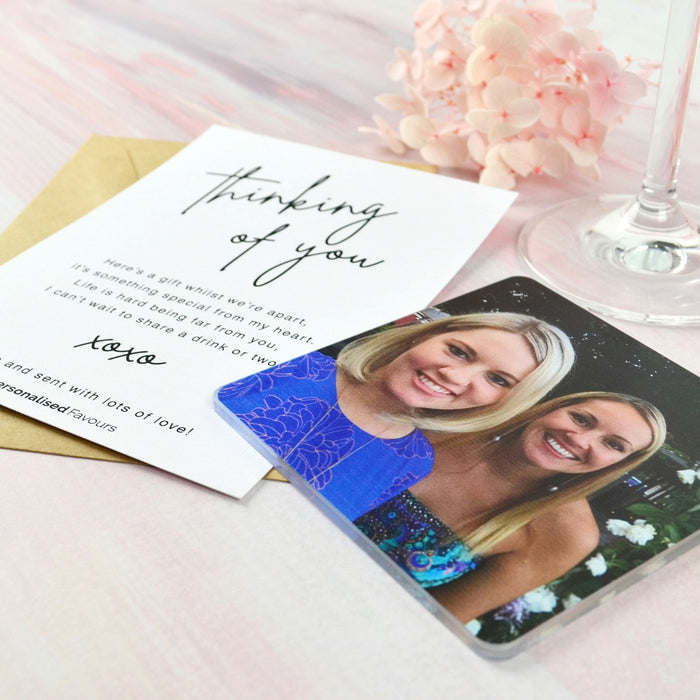 Thinking of You Card with Photo Printed Acrylic Coaster