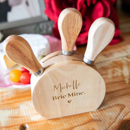 Customise Engraved Valentine's Day Cheese knife Block Set Present