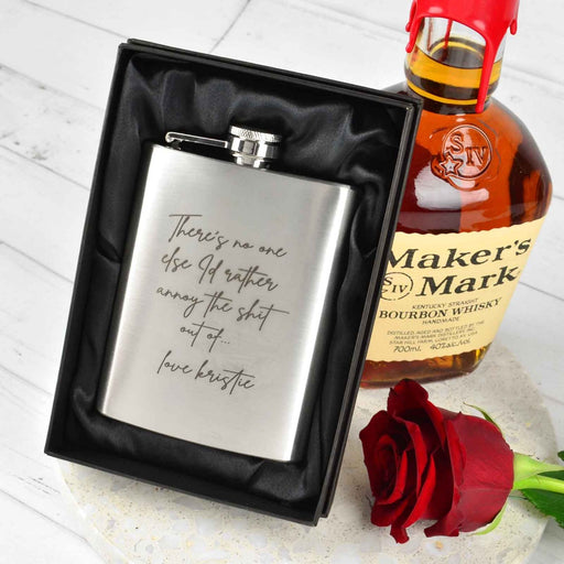 Personalised Engraved Silver Valentine's Day Hip flask