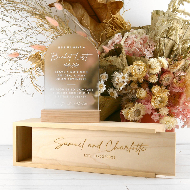 Customised Engraved Bucket List Sign with Wooden Keepsake Box