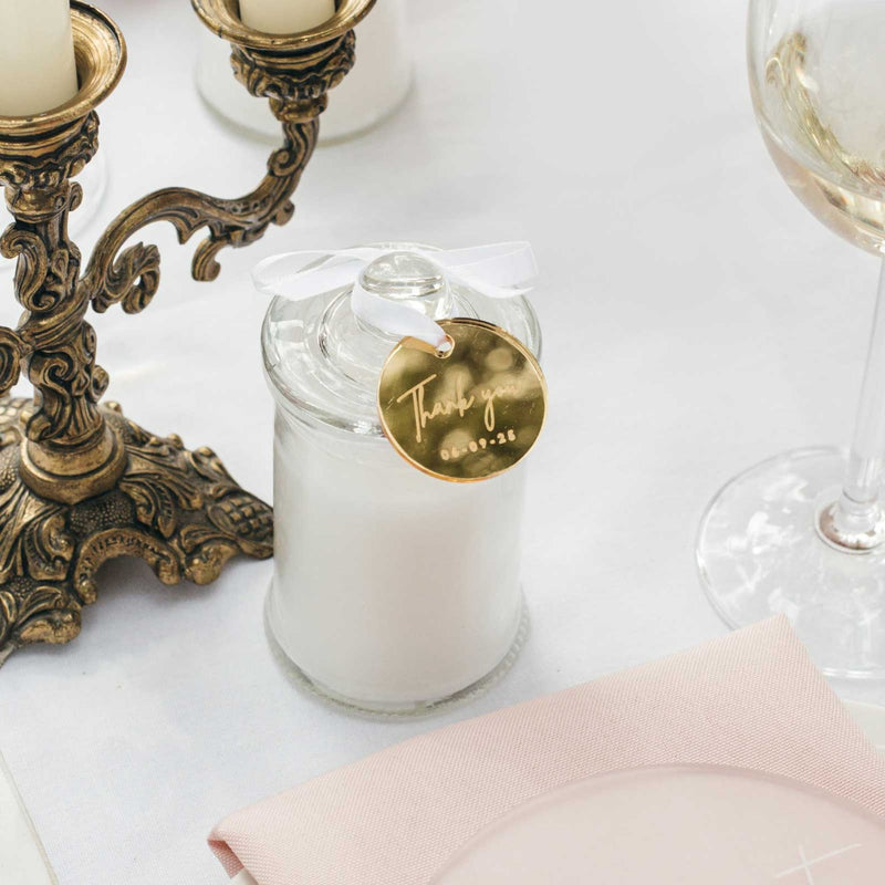Customised Engraved Wedding Favours French Tip Candle Gift Tag