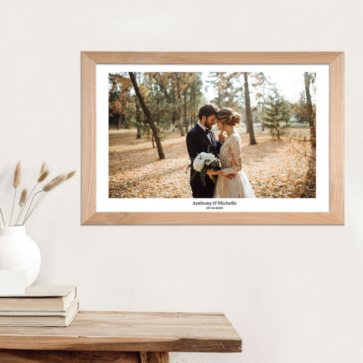 Wall Hanging Acrylic Engagement Wedding Photo Print in Wooden Frame