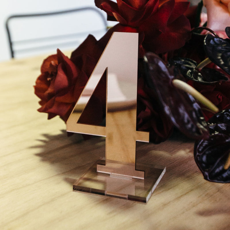 Laser Cut Acrylic Table Numbers with Square Base