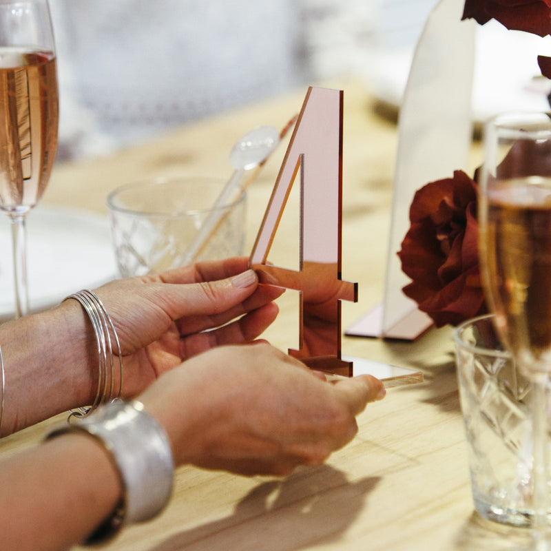 Laser Cut Acrylic Table Numbers with Square Base