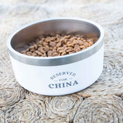 Custom Artwork Engraved Pet's Name White Stainless Steel Round Dog Bowl Christmas Present