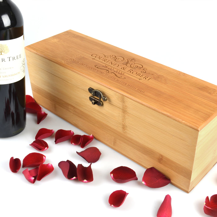 Personalised Engraved Bride and Groom Bamboo Wine Box Wedding Gift
