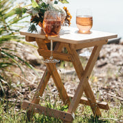 Custom Designed Engraved Wooden collapsible Picnic Table with complimentary engraved twin wine Glasses Valentine's Present