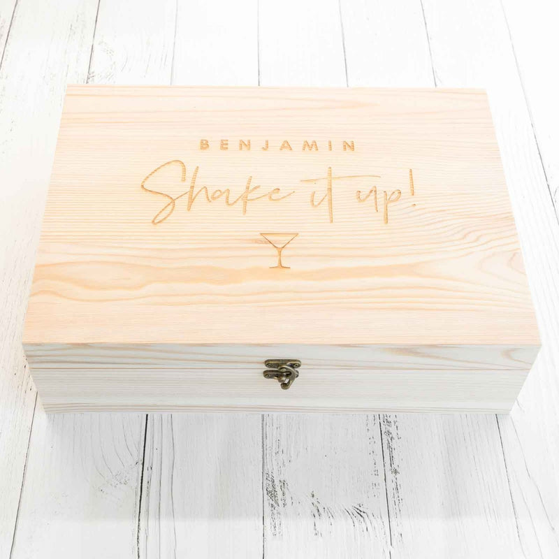 Engraved Wooden Gift Boxed Espresso Martini Cocktail Set