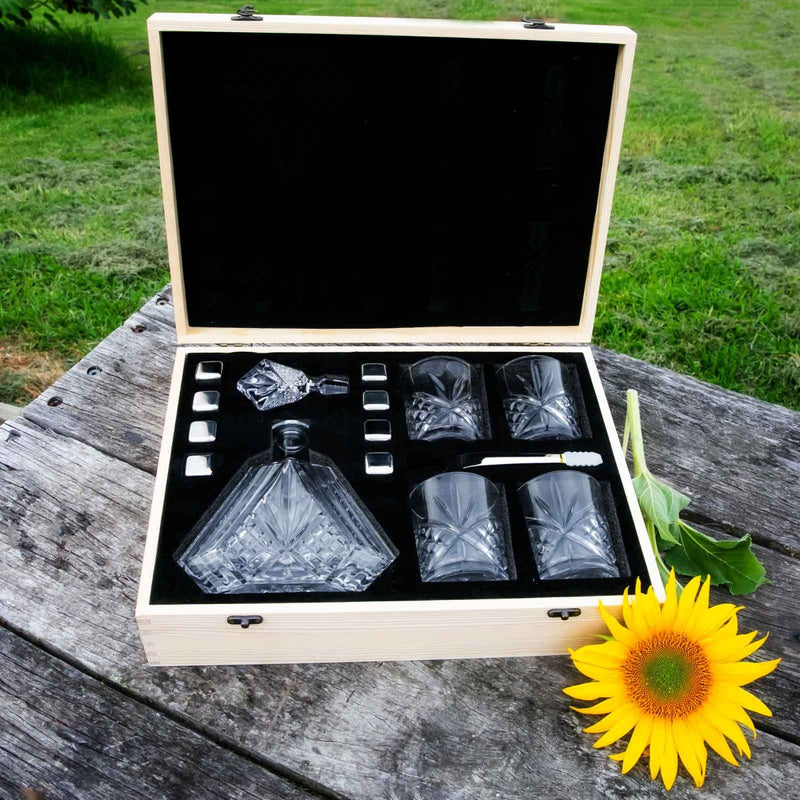 Customised Engraved Crystal Diamond Decanter Whiskey Glass Set Christmas Present