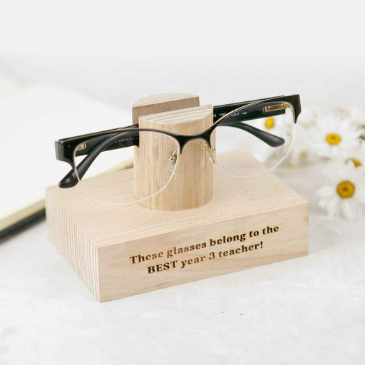 Personalised Engraved Tasmanian Oak Reading Glasses Stand Teacher's Gift
