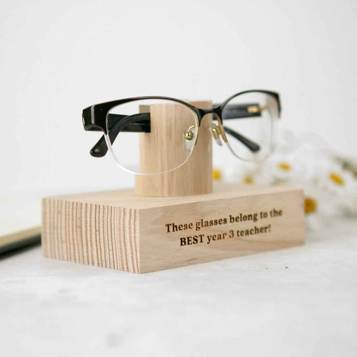Personalised Engraved Teacher Tasmanian Oak Reading Glasses Stand Christmas Present