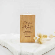 Custom Artwork Engraved Beech Wood Tealight Holder Wedding Guest Bonboniere