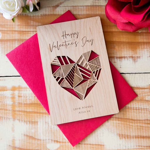 Personalised Laser Engraved Wooden Valentine's Day Card