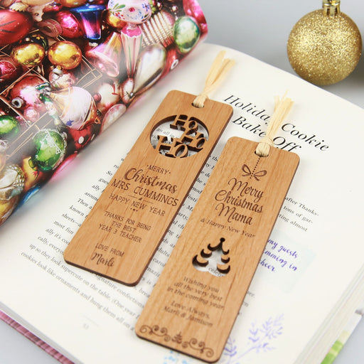 Personalised Engraved Wooden Merry Christmas Mum Bookmark Gift