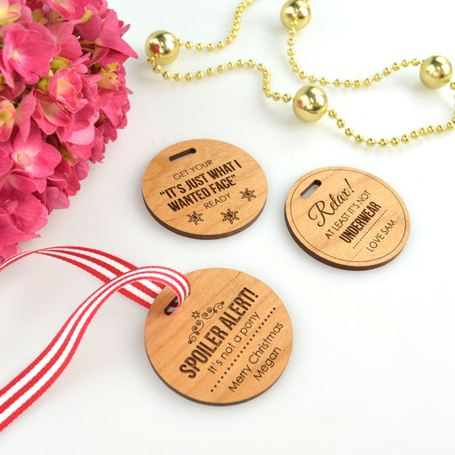 Customised Engraved Christmas Wooden Round Gift Tags for Present