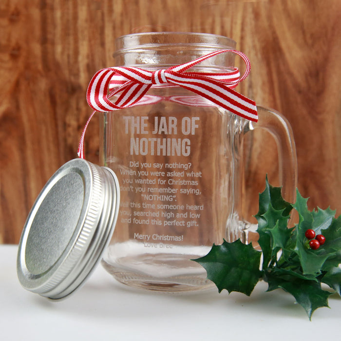 Personalised Engraved 'Jar of Nothing' Christmas Mason Jar Present