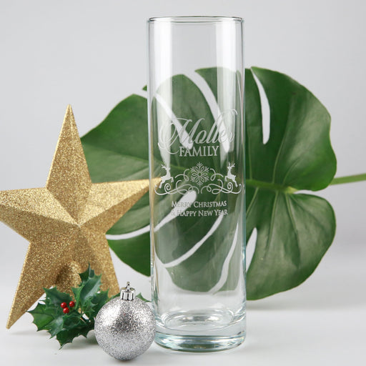 Personalised Engraved Christmas Glass Vase Present